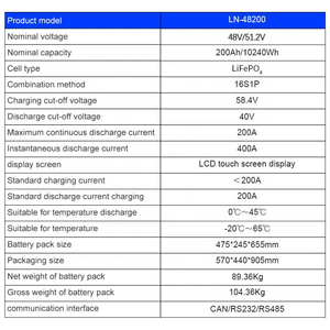 Batería de Litio Solar para Almacenamiento de Energía Doméstica LANNI LN48200 51.2V 200Ah LiFePO4, Montada en Pared, 48V 10kWh, 8000 Ciclos - Product Image 4