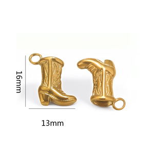 จี้รูปรองเท้าคาวบอยตะวันตก ชุบทอง 18K PVD บนสแตนเลสสตีล สำหรับสร้อยข้อมือและสร้อยคอ ทำเครื่องประดับ DIY |   กันน้ำ - Product Image 6