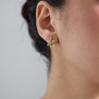 Boucles d'oreilles en résine écaille de tortue plaquées or 18 carats PVD, boucles d'oreilles clous en acier inoxydable colorées avec strass en cristal en forme de goutte d'eau