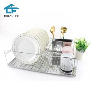 2022 Hot Style Mini Small Chrome Dish Rack Standing Square Oval Plate Dish Drying Rack