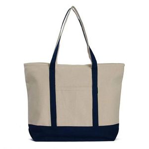 Bolsa de Mano Ecológica Premium para Compras, Playa, Yoga, Multibolsillos, Resistente, de Lona, Color Azul Marino y Rojo, con Bolsillo - Product Image 3