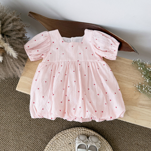 เดรสแขนพองน่ารักสำหรับเด็กผู้หญิงชุดเดรสแฟชั่นแบบลำลองสำหรับทารกแรกเกิดพิมพ์ลายดอกไม้สำหรับฤดูร้อน - Product Image 4
