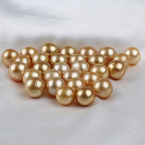 Cuentas de perlas doradas redondas de agua salada, naturales y reales, 12-13mm - Product Image 2