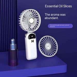 IStapromo Gifts Mini Portable Handheld Fan With Digital Display Foldable <b>Battery</b> <b>Operated</b> Three Speeds Plastic Body - Product Image 5