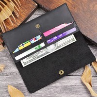 AL996 Dompet Vintage Kulit Asli Panjang Unisex Tahan Air Anti RFID Multi-Fungsi Tempat Kartu Desainer Mewah