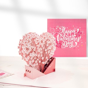 Carte de remerciement 3D pliante personnalisée faite à la main, sculpture sur papier, cadeau de bénédiction pour les vacances, bouquet OEM, carte de voeux pop-up pour la Saint-Valentin - Product Image 3