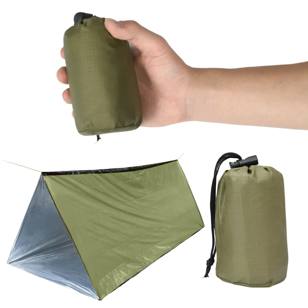 Anthrive Oem Outdoor 2 Persoons Resistente Lichtgewicht Noodtent Thermische Nood Survival Shelter Buis Leven Tent