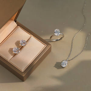 שרשרת כסף moissanite שרשרת 925 כסף סטרלינג טיפת מים בצורת טיפה צבע d vvs moissanite תכשיטי חתונה יהלומים סטים - Product Image 2