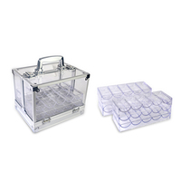 Boîte à jetons de poker QINLONG QL-PC-600 avec acrylique et aluminium, boîte à 600 jetons, 6 supports, écologique, durable pour le poker/le casino