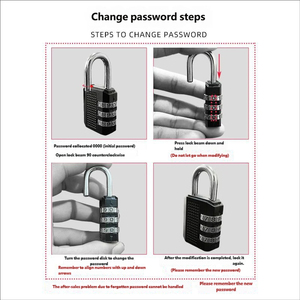 Candado <span class=keywords><strong>de</strong></span> Combinación Negro al por Mayor, Candado <span class=keywords><strong>de</strong></span> 4 Dígitos <span class=keywords><strong>de</strong></span> Aleación <span class=keywords><strong>de</strong></span> Zinc para Gimnasio, Interior, Viajes, Exterior, con Código <span class=keywords><strong>de</strong></span> Seguridad - Product Image 5