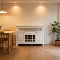 Meuble bar moderne sur mesure avec étagères réglables, éclairage RGB, porte-verres à vin, casier à vin, buffet de salon