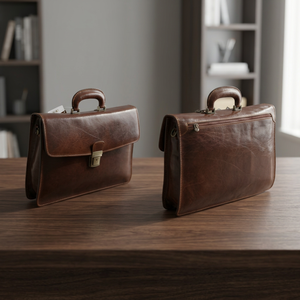 Sac de conférence ADORA en cuir de vachette véritable pour homme / Sac messager en cuir marron de haute qualité avec sangle à crochet et verrou personnalisable, durable - Product Image 3