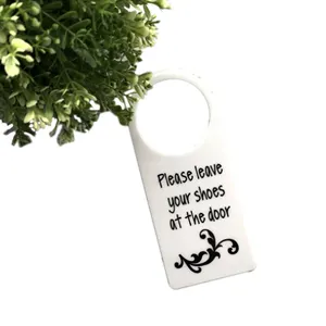 Blank Acrylic Door Hanger Sign with Please Leaves Your Shoes at The Door Acrylic Hook Door Hanger