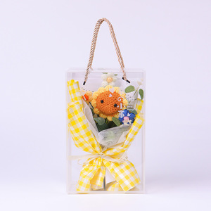 2025 Handmade Crochet Flowers Bouquets Various Wrapped Cotton Gifts for Christmas Artificial Style for Girlfriend and Mom