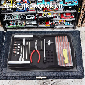 Kit de réparation de pneus de voiture et de vélo 46 pièces, ensemble d'outils de réparation de pneus pour garage, accessoires automobiles, outil de réparation de crevaison pour voitures et vélos - Product Image 3