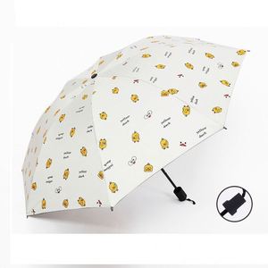 Parapluie promotionnel pliable en trois sections, noir, anti-UV et anti-pluie, pour étudiants, enfants et femmes, personnalisable, idéal comme cadeau. - Product Image 2