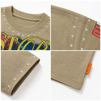 T-shirt Homme Oversize Vintage Délavé à Épaules Tombantes Manches Courtes Col Rond Coton Streetwear
