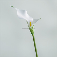 B-1163 Fleurs artificielles de haute qualité faites à la main, longues tiges en PU, pour mariée, fleurs de mariage artificielles, lys calla à double tête