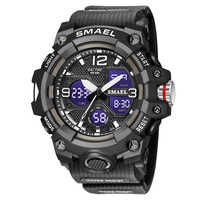 Jam Tangan Sport SMAEL 8008 Pria Berkualitas Tinggi Jam Tangan Sport Dual Time Digital untuk Pria Outdoor Tahan Air