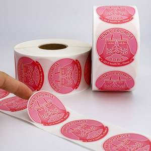 Étiquettes autocollantes rondes Pinky Promise Boba, imperméables, résistantes à la chaleur, écologiques, en PVC, en rouleau, pour gobelets de boissons - Product Image 5