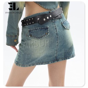 LARSUR Custom Denim Factory Mujeres Distress Dos piezas Y2k Short Denim <span class=keywords><strong>Cargo</strong></span> Mini Falda Set Micro Mini Jean Falda y Crop Top Set - Product Image 6