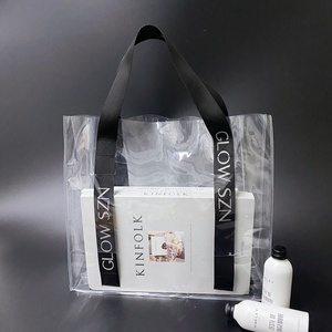 Sac à provisions transparent imperméable à l'eau avec logo personnalisé Sac fourre-tout transparent en PVC avec poignées en sangle Sacs fourre-tout transparents pour les courses en PVC - Product Image 1