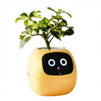 Mini pot de fleurs intelligent et mignon avec arrosage automatique IA, pot de plantes robot intelligent avec capteur, jouet pour animaux de compagnie, pour la maison