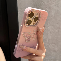 Étui de luxe dégradé couleur papillon pour iPhone 18 Pro Max, coque souple en TPU avec strass pour iPhone 17 16 13 11 12 14 15 Pro Max