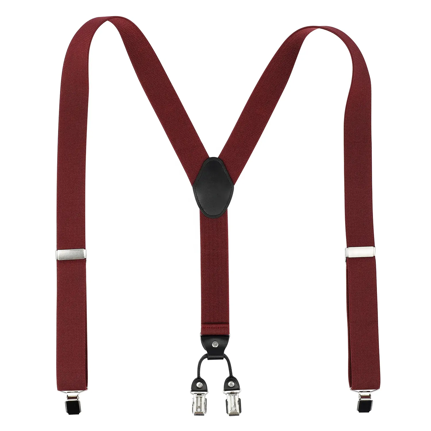 Mens Y-Back 4 Metal Clips Elastic Wide Designer Leather Suspenders For Both Casual and Formal