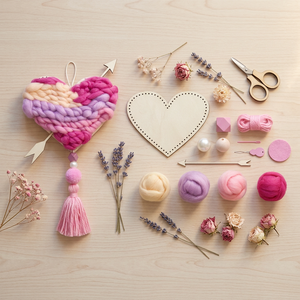 Kit de bricolage <span class=keywords><strong>VOSAN</strong></span> : Créez votre propre tapisserie murale en laine en forme de cœur – Animaux, nature, éducatif pour enfants, fait main, décoration murale, jouet de couture STEM - Product Image 3