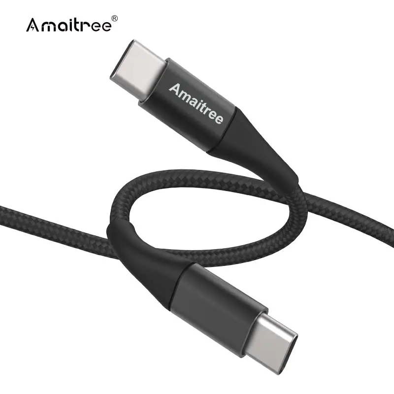Amaitree 60W 나일론 브레이드 USB C to USB C 고속 충전 충전기 케이블