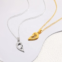 Nouveauté - Bijoux de mode - Collier en acier inoxydable plaqué or - Flèche de Cupidon - Forme de cœur - Pour couple