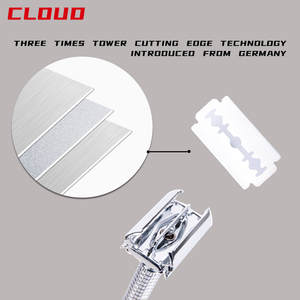 Maquinilla de afeitar de seguridad profesional CLOUD para hombre de doble filo con doble hoja de acero inoxidable para afeitado facial y corporal - Product Image 4