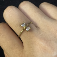 Bague ouverte en acier inoxydable micro-incrustée de cristaux, motif papillon tendance, style Instagram, luxe léger et de niche, pour le marché international