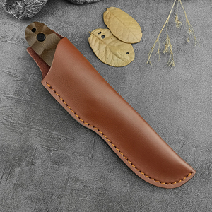 <b>Camping</b> Linen Handle PR4 Straight Utility Knife Industrial Grade Survival Outdoor EDC <b>Tool</b> D2 Steel Full Leather Sheath OEM - Product Image 5