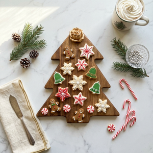 Árbol de Navidad de Madera de <span class=keywords><strong>Acacia</strong></span> Hecho a Mano: un Centro de Mesa Festivo Único con Forma de Tabla de Cortar - Product Image 4