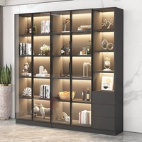 Nouvelle arrivée de luxe étagère moderne armoire de rangement décorative salon en bois armoire murale avec porte en verre bibliothèque