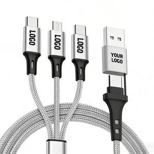 Custom Logo <b>Multi</b> Phone <b>Charger</b> Fast Charging Nylon Universal USB PD 3 4 5 in 1 Cable for Promotional Gifts - Product Image 1