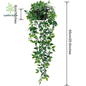 Plantas artificiais pequenas de pendurar, plantas artificiais decorativas para prateleira interna e externa (1 pacote)