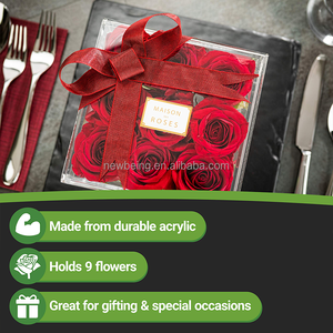 Bán Sỉ Bao Bì Đặt Làm Bó Hoa Hồng Bảo Quản Đám Cưới Trong Suốt Hình Vuông 9 Lỗ 6X6 Hoa Acrylic B - Product Image 2
