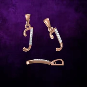 Pendentif personnalisé en or avec initiale et lettre en diamant, bijou élégant pour femme - Product Image 1