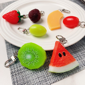 Fashion PVC Plastic Eco-friendly Simulation Fruit Keychain Realistic Strawberry Bag Pendant - Product Image 1