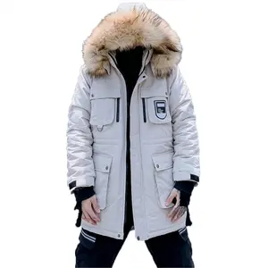 Guangzhou Profound Men's plus velvet warm cotton padded jacket casual multi-pocket cargo "WOLF KING" THICK FUR PARKA