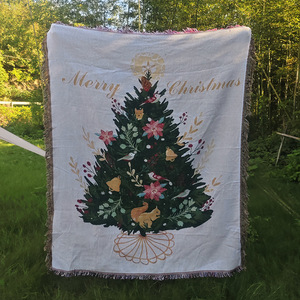 Couverture de Noël en forme de renne 63 x 51 pouces, réversible, en coton, tapisserie bohème, décoration de chambre hippie, jeté double face - Product Image 3