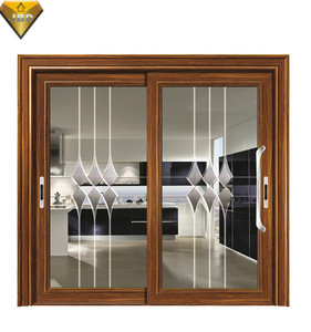 aluminio de pivote de la puerta de vidrio templado puertas correderas de la puerta de aluminio con tres pistas <span class=keywords><strong>y</strong></span> metal de mash - Product Image 6