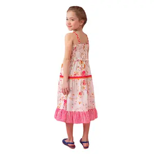 Clothing Manufacturers Custom Kids Clothing Girls Casual Floral Dresses Ruffle Cuffs Summer Dresses For Girls