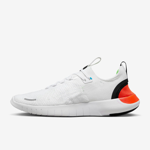 White Knit Lace Up Athletic <b>Shoes</b> With Orange Green Detail Lightweight Breathable Jogging Sport <b>Sneakers</b> - Product Image 1