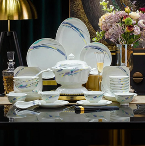 Ensemble de bols et d'assiettes en céramique de style européen de luxe pour la maison, la salle à manger et l'hôtellerie - Product Image 4