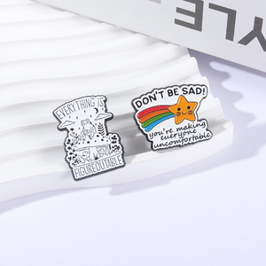 Épingles en émail étoile arc-en-ciel avec <span class=keywords><strong>humour</strong></span> sur la santé mentale, « Ne soyez pas triste », tout est résolvable, broches grenouille, badges pour chapeau, bijoux, cadeau - Product Image 3