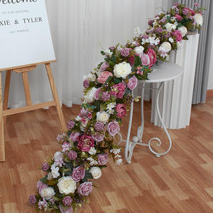 Décoration de mariage romantique avec fleurs artificielles, chemin de fleurs personnalisable pour fond de scène de mariage - Product Image 6